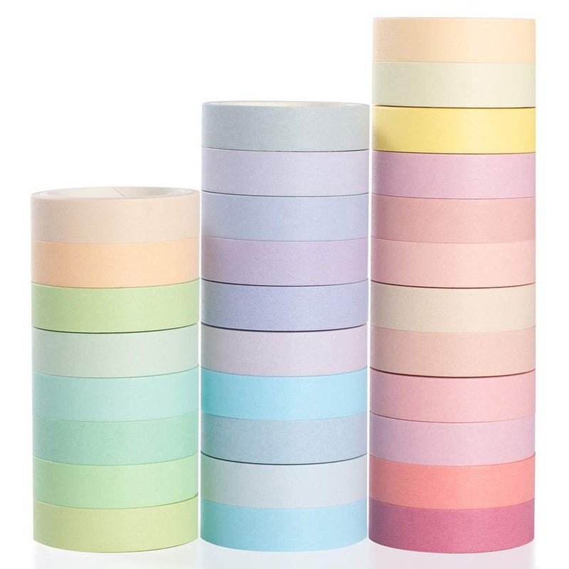 YUBBAEX Natural Color Washi Tape Set 30 Rolls Decorative Tapes for DIY Crafts, Journals, Planners, Scrapbooking, Wrapping (Macaron 30 Rolls) - Image 1